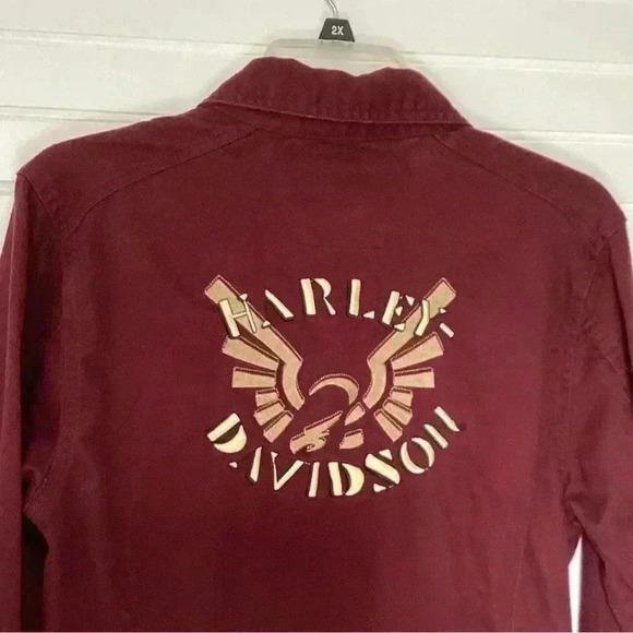 Harley-Davidson embroidered shirt Maroon Size Medium - Picture 6 of 10
